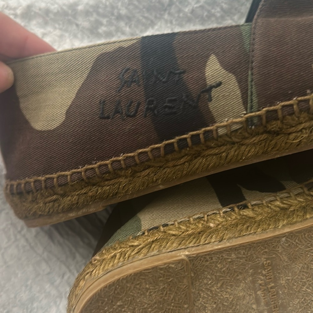 Saint Laurent Green and Brown Espadrilles